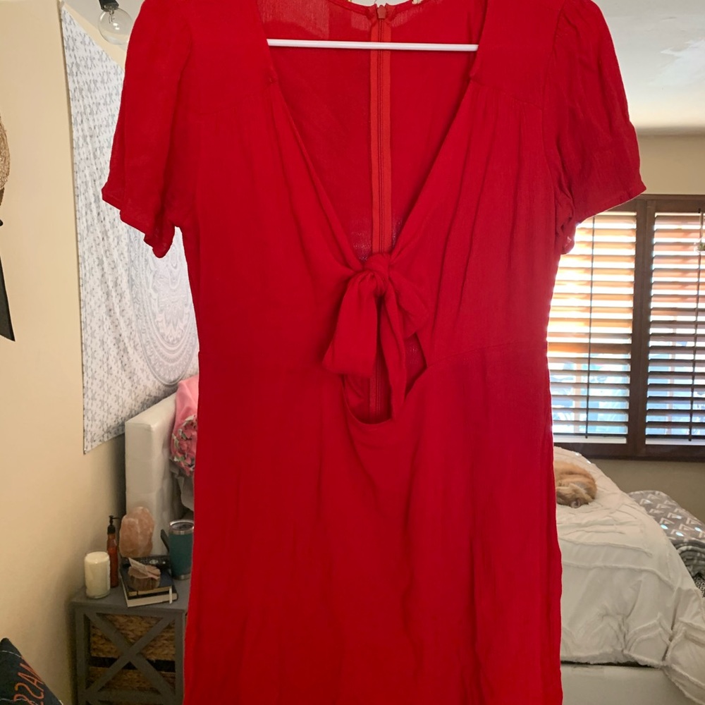 Red tie dress
